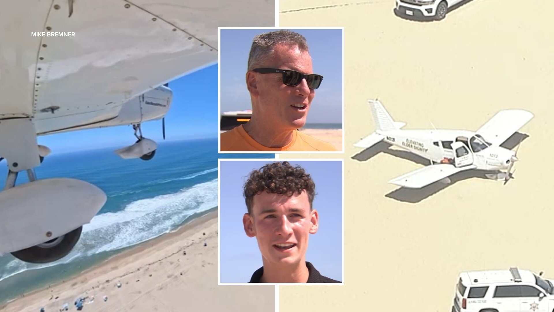 Pilot and teen nephew safe after small plane makes emergency landing on sand at Huntington Beach