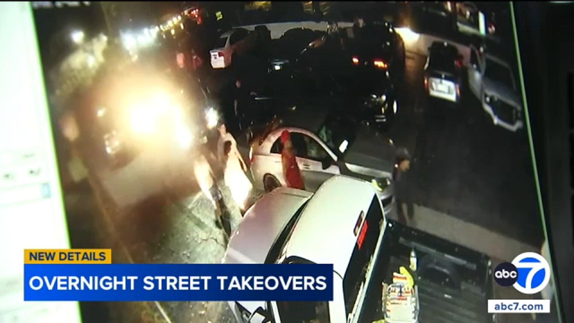 Car plows into crowd during takeover in Northridge, injuring 5; crash caught on surveillance video