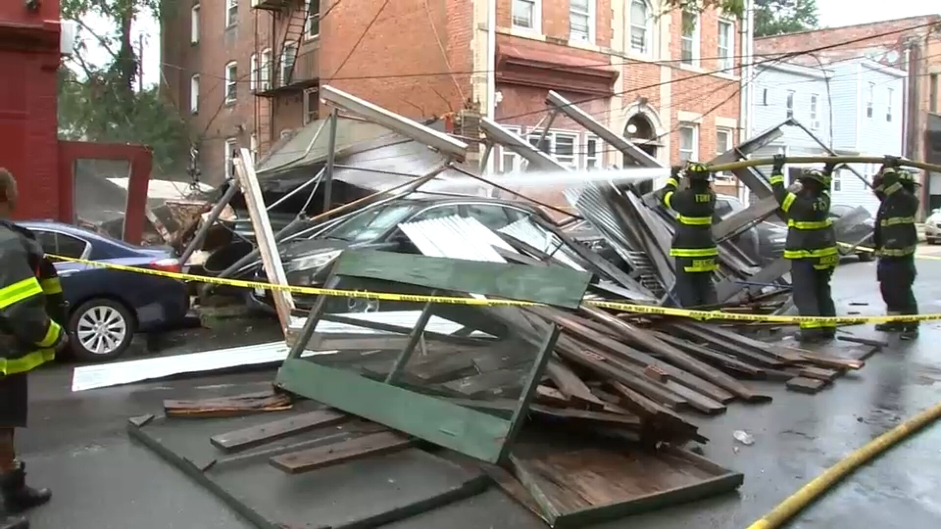 Cars crushed after building under construction collapses in Mount Vernon