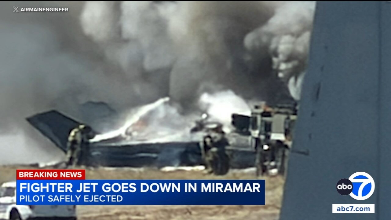 F-35B stealth fighter crashes at Marine Corps Air Station Miramar in San Diego, pilot ejected