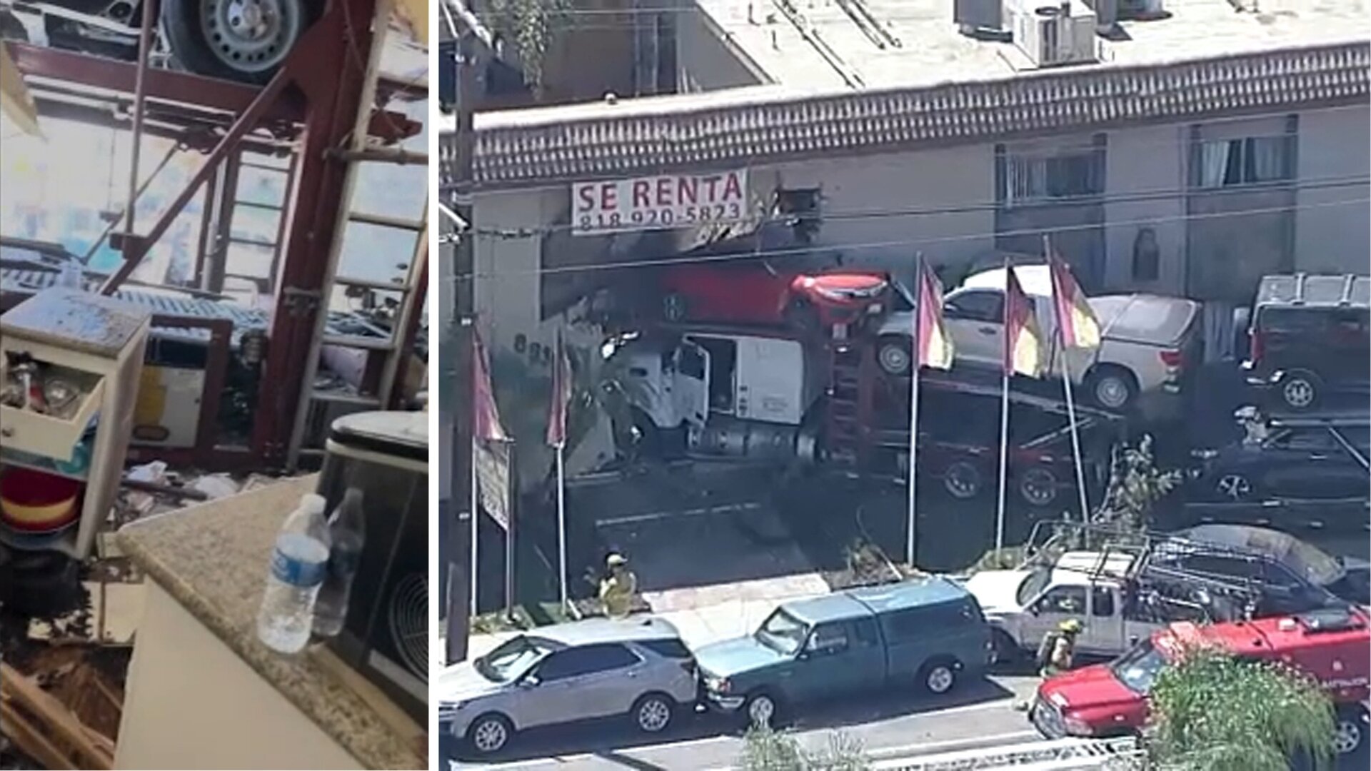 At least 3 hurt after semi-truck carrying vehicles crashes into apartment building in Panorama City