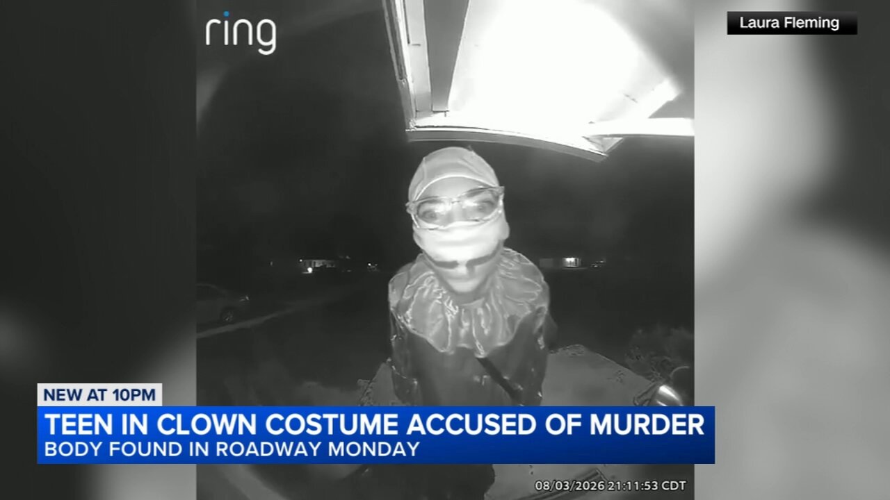 Doorbell camera captures clown-costumed 15-year-old accused in Illinois murder