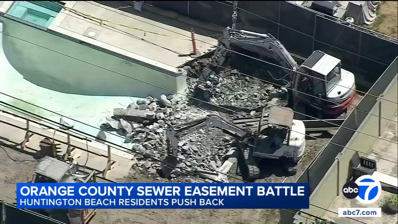 Huntington Beach homeowners continue fight over sewer easement as pool demolition moves forward