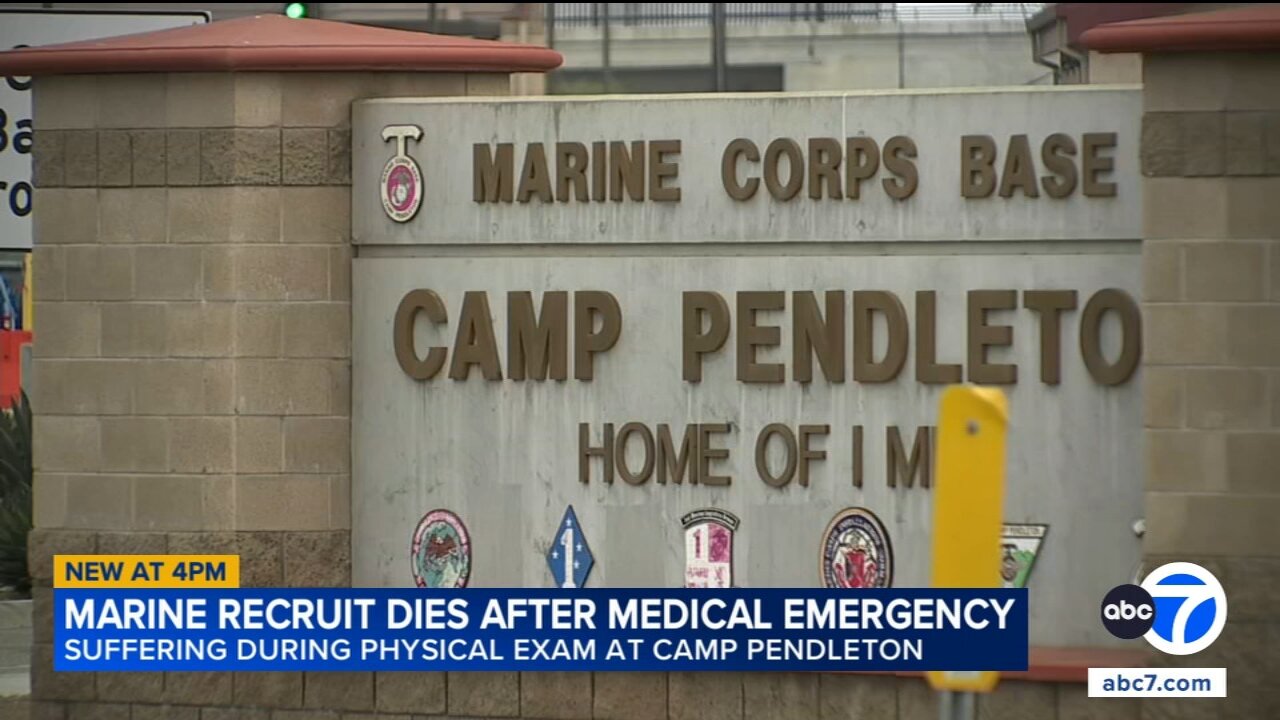 Marine recruit dies after medical emergency during physical exam at Camp Pendleton
