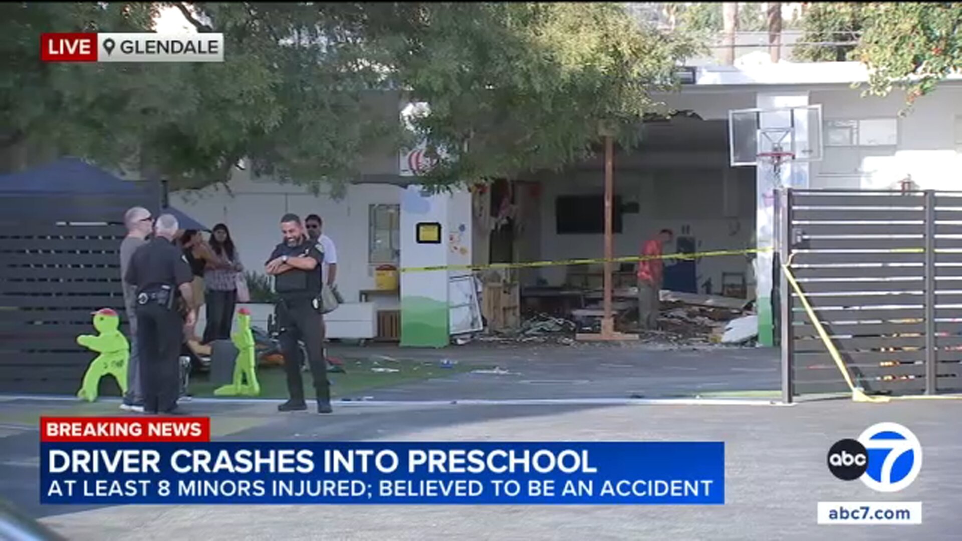 Eight children injured after car crashes into preschool classroom in Glendale