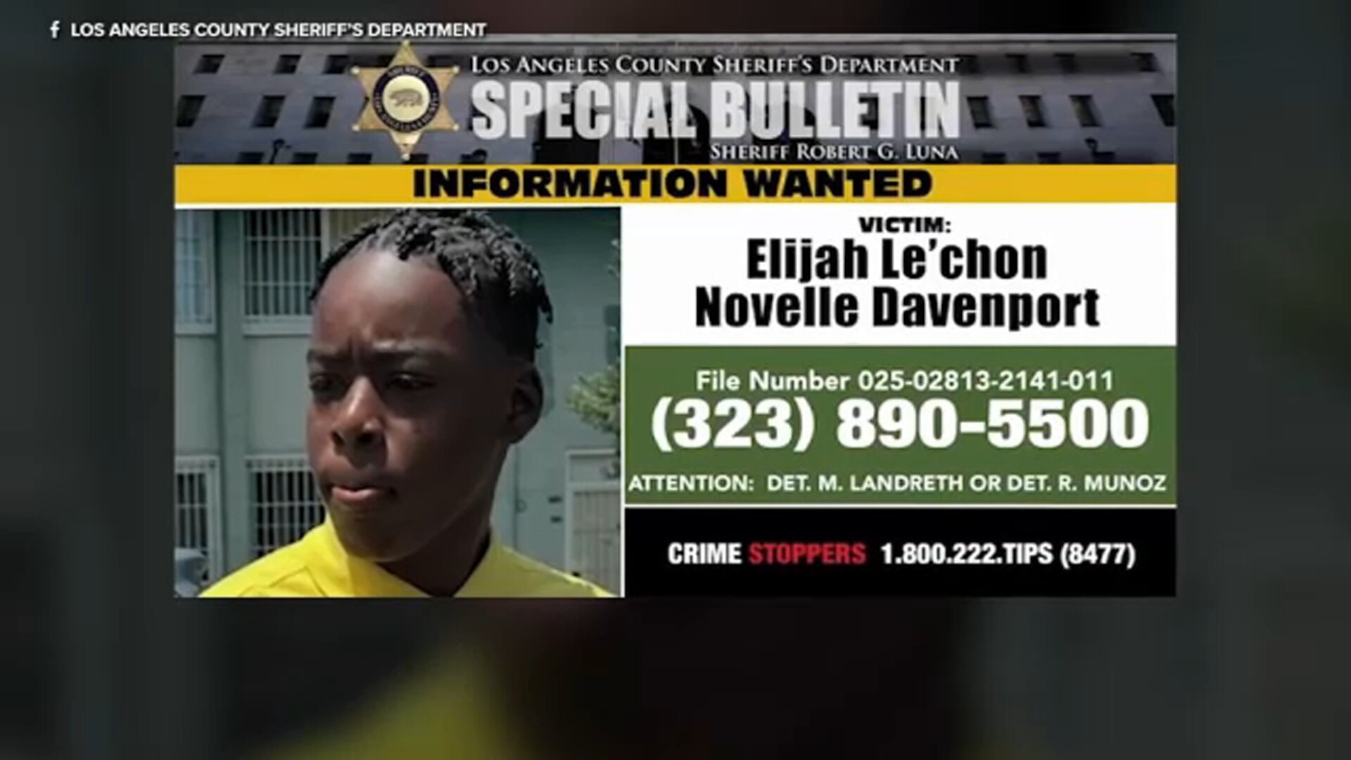 Family, detectives seek help solving shooting death of 14-year-old boy in South LA