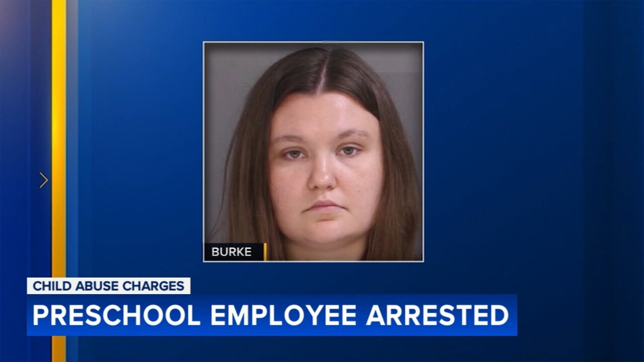 Erin Burke, former employee at Newtown Discovery Preschool in Bucks County, Pennsylvania, charged after alleged assault of…