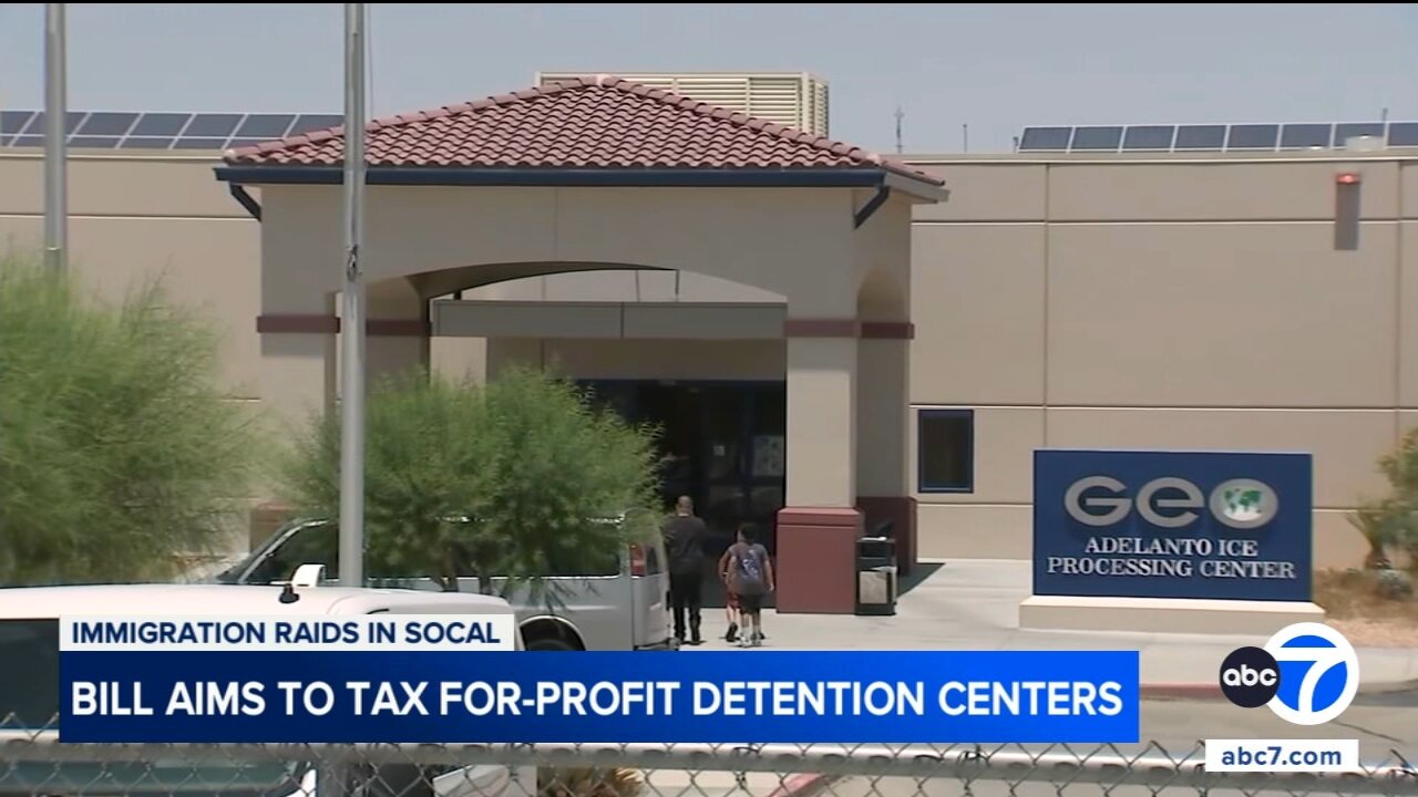 Advocates rally outside Adelanto detention facility in support of proposed tax on for-profit centers