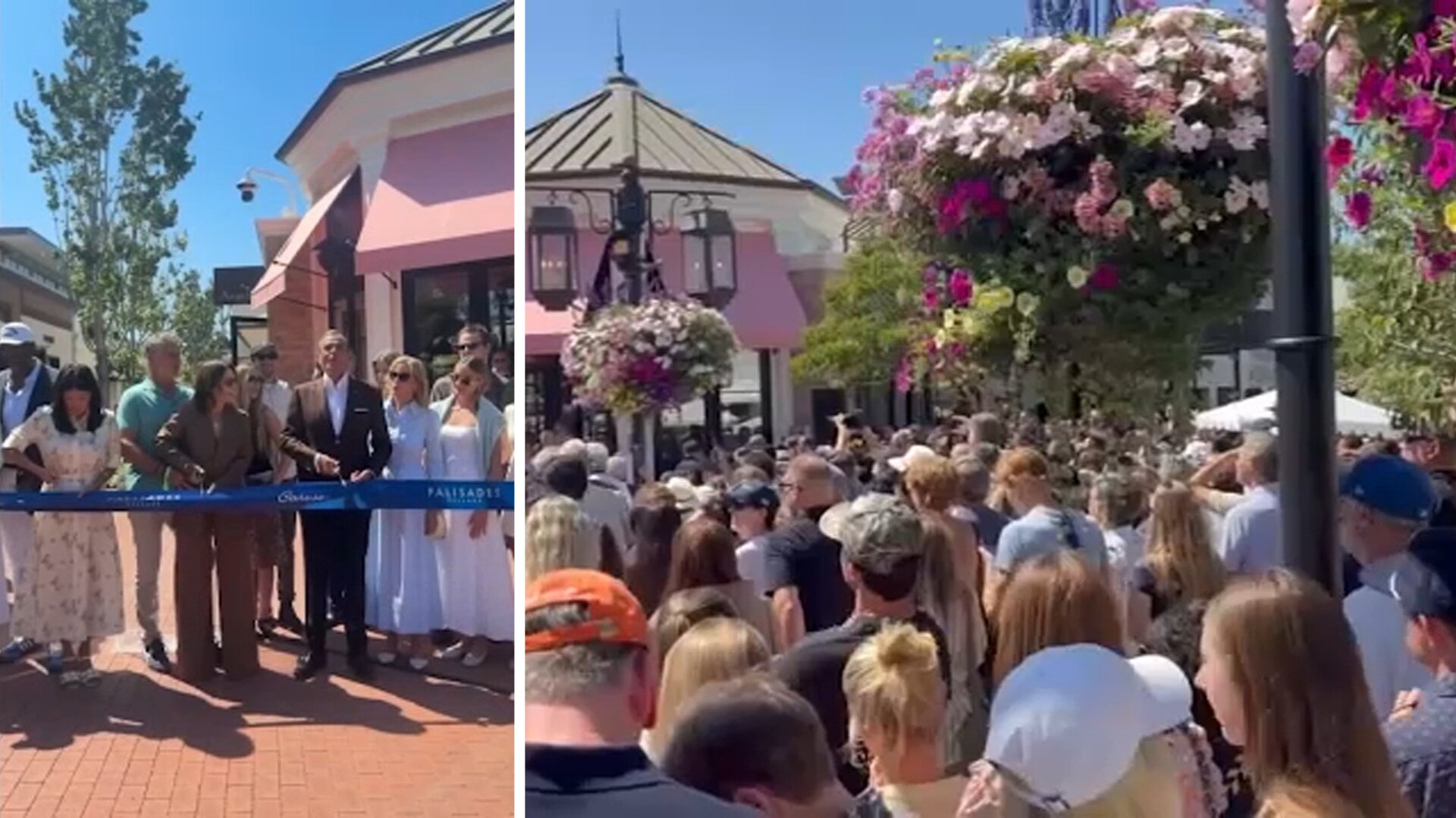 Hundreds gather for grand reopening of Palisades Village a year and a half after fire damage, renovations