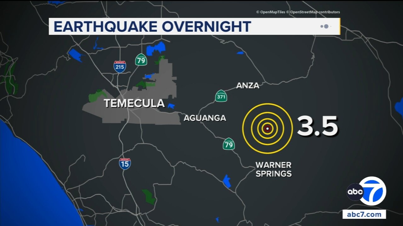 3.5-magnitude earthquake rattles Riverside County overnight, USGS says