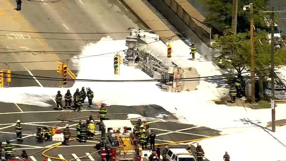 Tanker spilled thousands of gallons of fuel after overturning in Queens, officials say