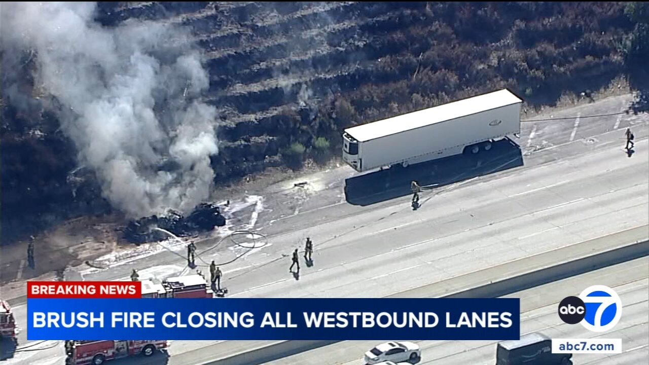 Fire engulfs big rig on WB 210 Freeway in Sunland, snarling traffic; some lanes reopened