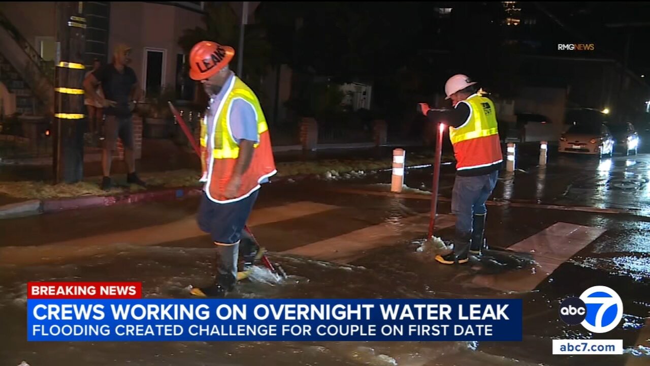 Los Feliz water main break floods streets and even disrupts first date