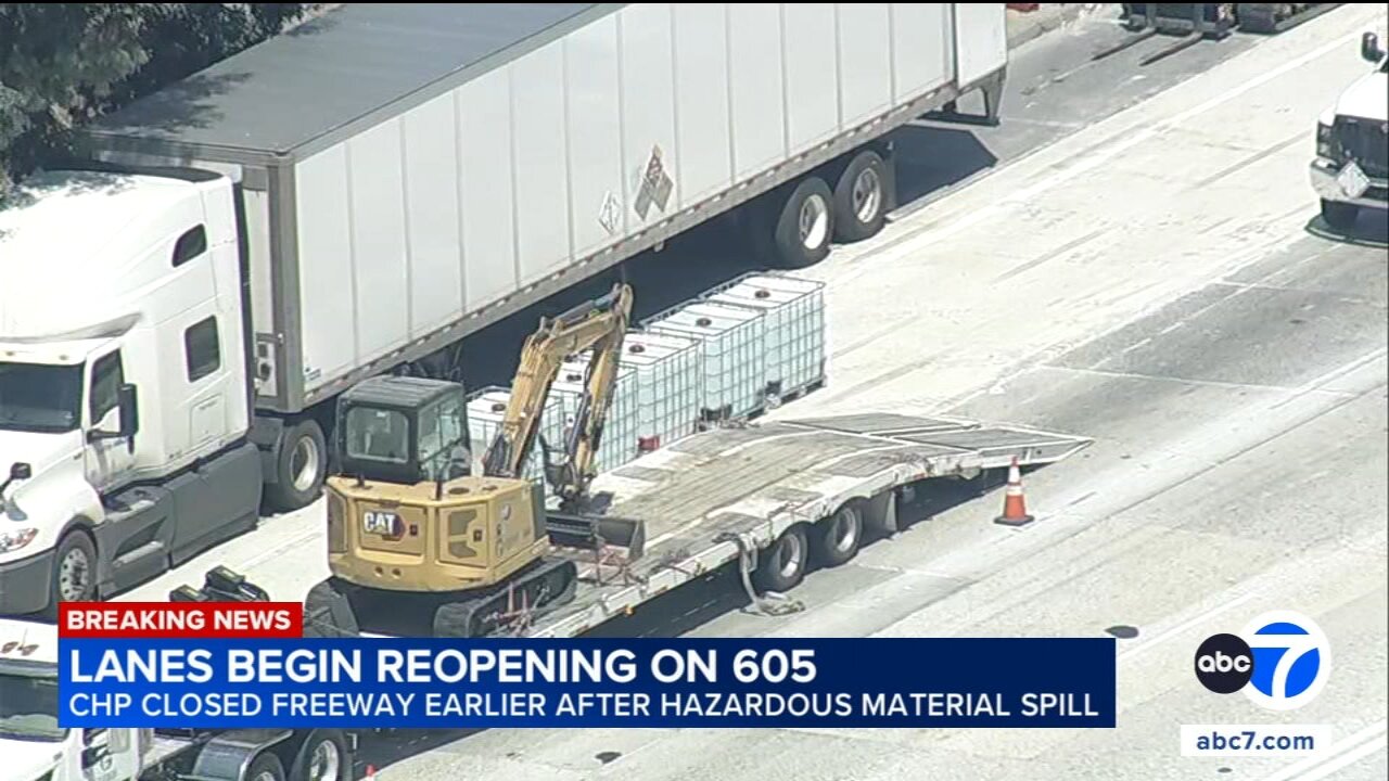 605 Freeway closed for hours in City of Industry due to hazmat spill