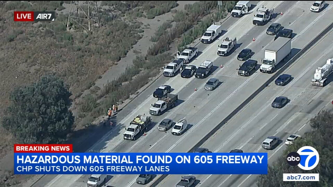605 Freeway closed for hours in City of Industry due to hazmat spill