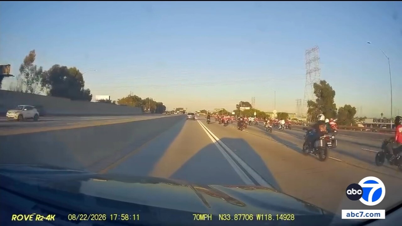 E-bike takeover on 91 Freeway in Long Beach caught on video