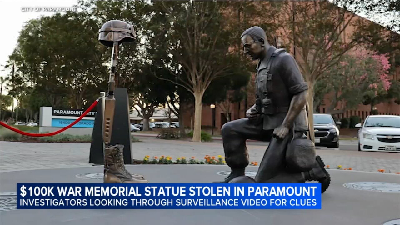 Pricey statue stolen from Paramount City Hall's armed forces memorial