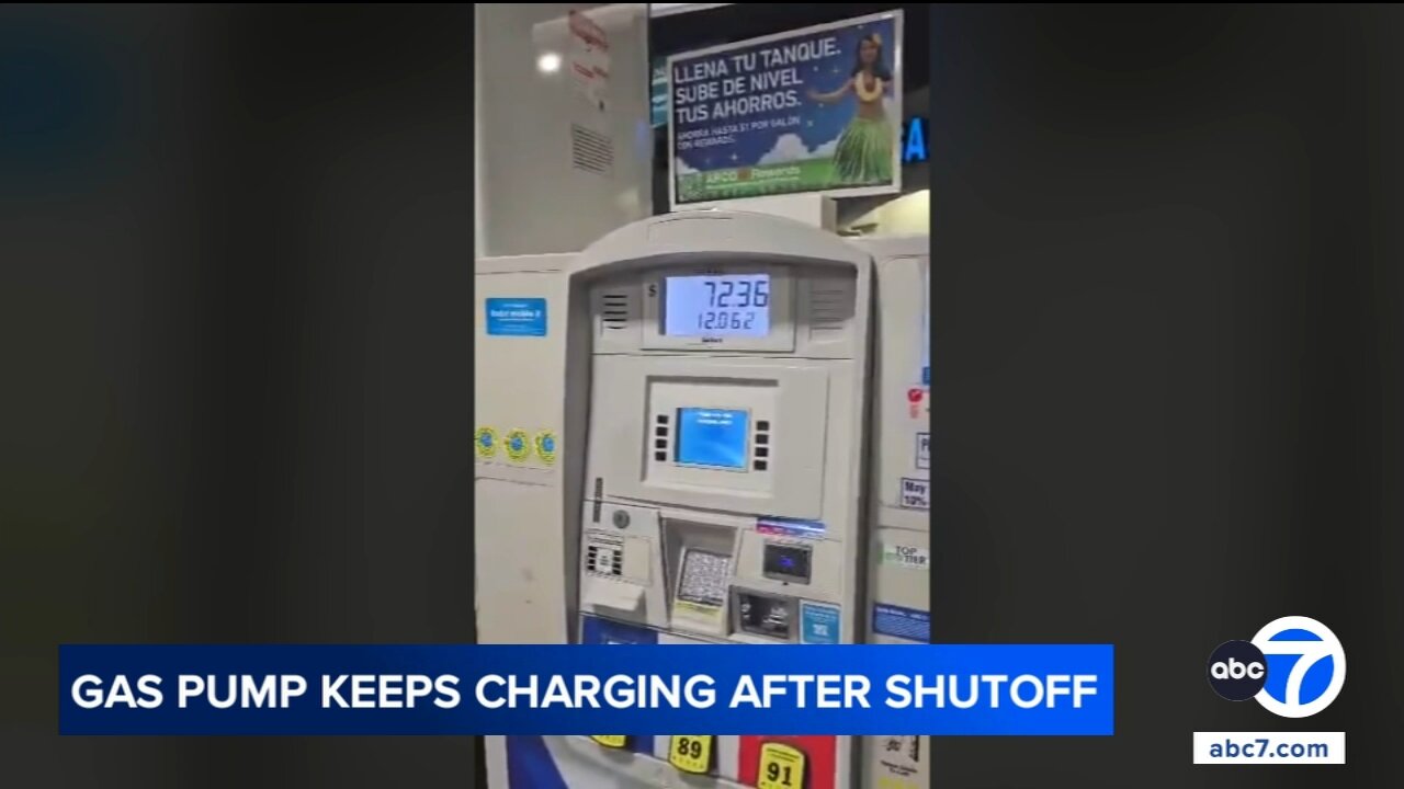 Video shows gas pump continuing to charge after nozzle shuts off at Northridge gas station