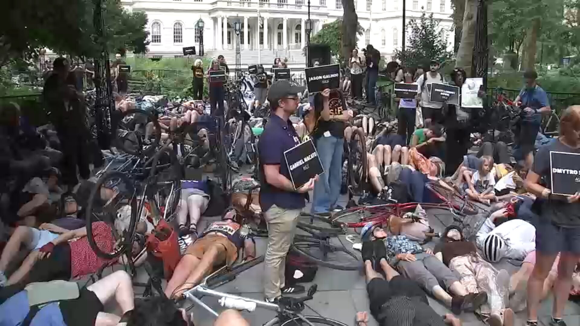 Protesters stage 'die-in' at City Hall after 4 deadly hit-and-runs in 5 days