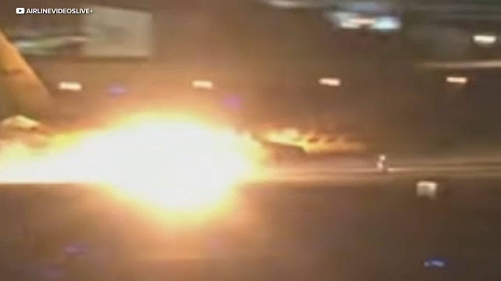 Flames shoot from DHL cargo plane during emergency landing in Los Angeles, video shows