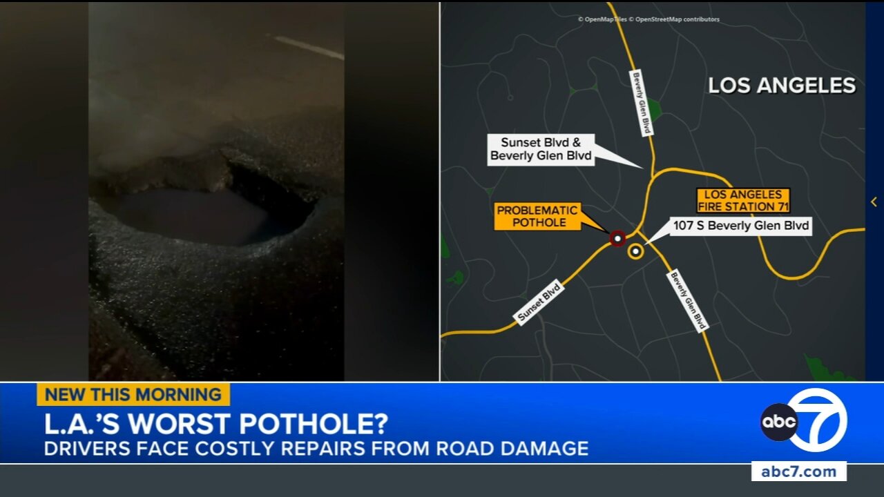 The worst pothole in LA? Drivers left with shredded tires, disabled cars along Sunset Boulevard