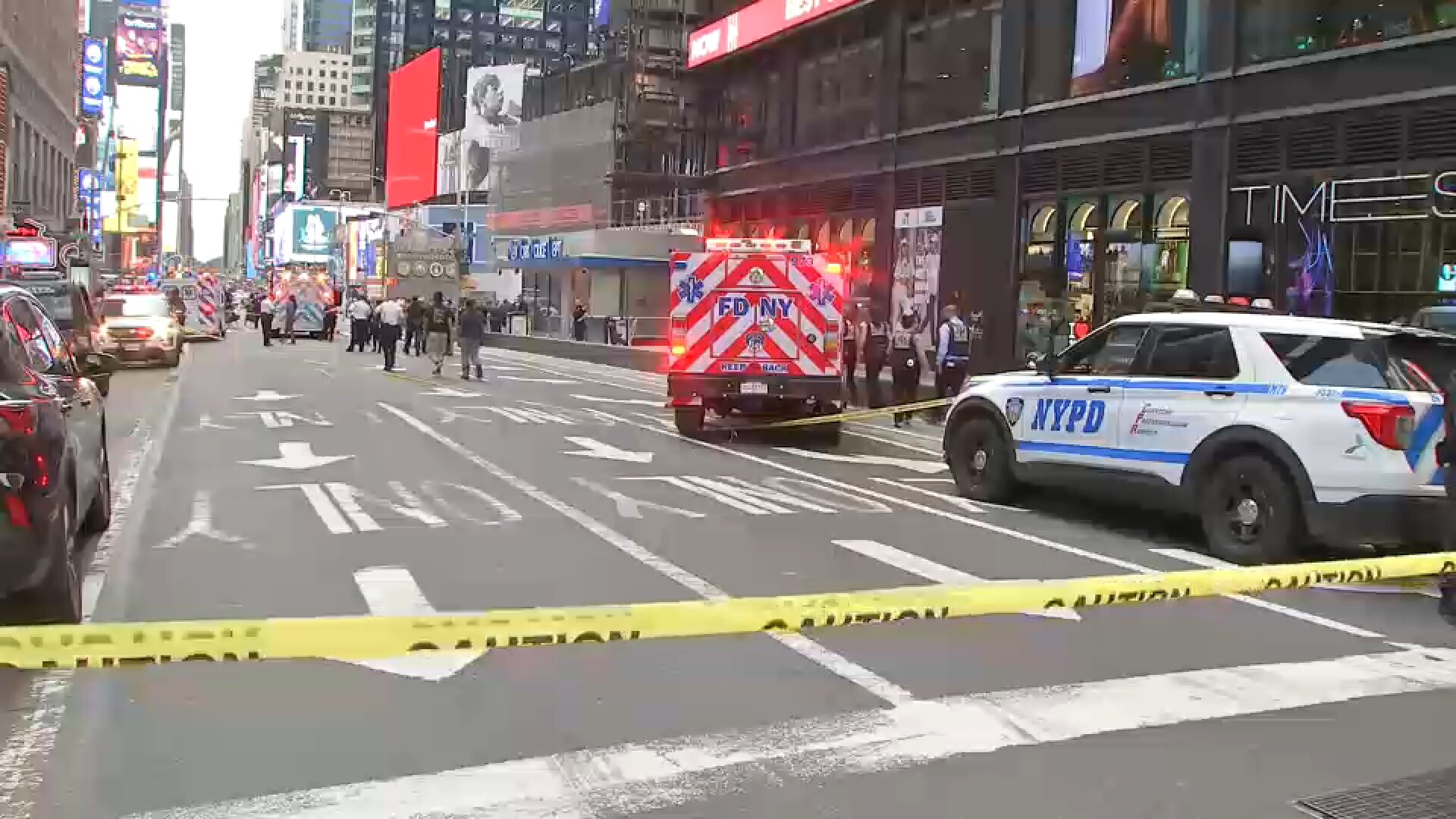 New York City shooting: Woman shot, killed by police after stabbing 2, 1 fatally, in Times Square, NYPD says