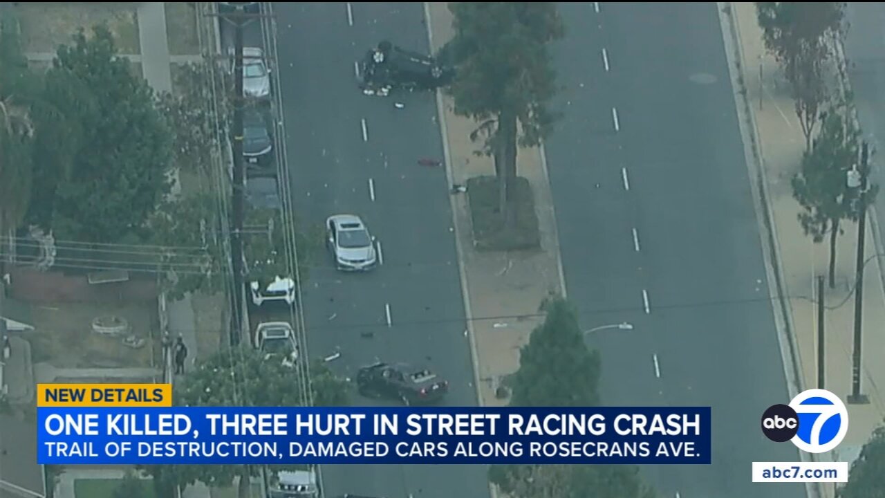 1 killed, 3 injured in street racing crash involving several cars in Norwalk