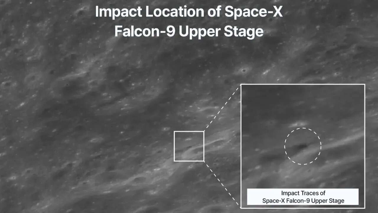 First photos of SpaceX lunar rocket crash show blackened hole torn into the moon's surface