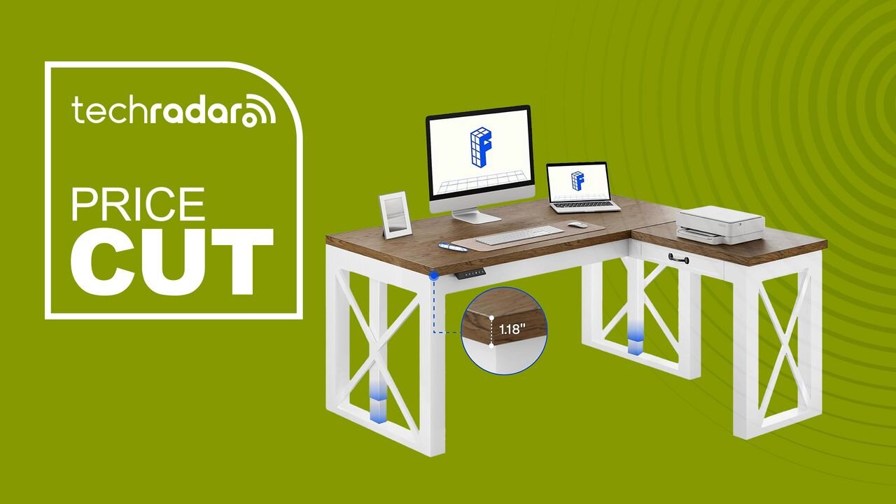 FlexiSpot's L-shaped standing desk with a built-in drawer just dropped to an all-time low price of $310 at Amazon