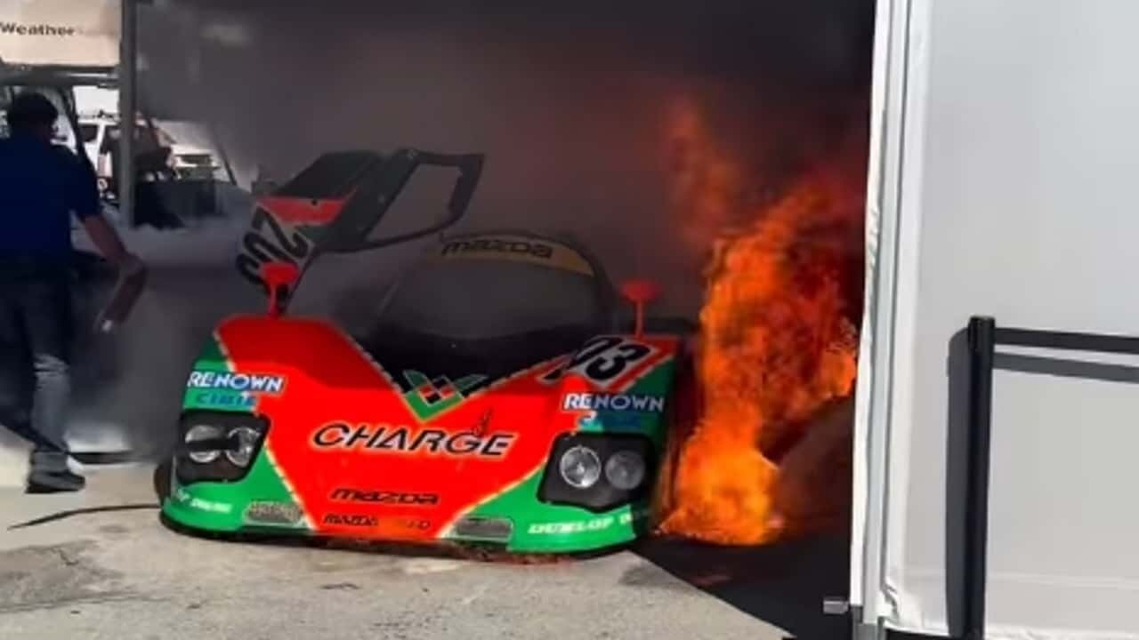 Rare Mazda 767B Engulfed In Flames At Laguna Seca