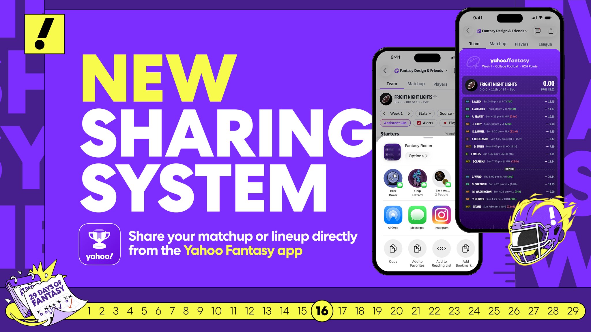 Share your matchup — or your whole lineup