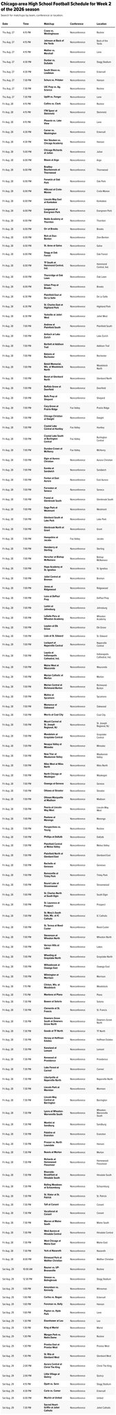 High school football schedule for Week 2 of the 2026 season