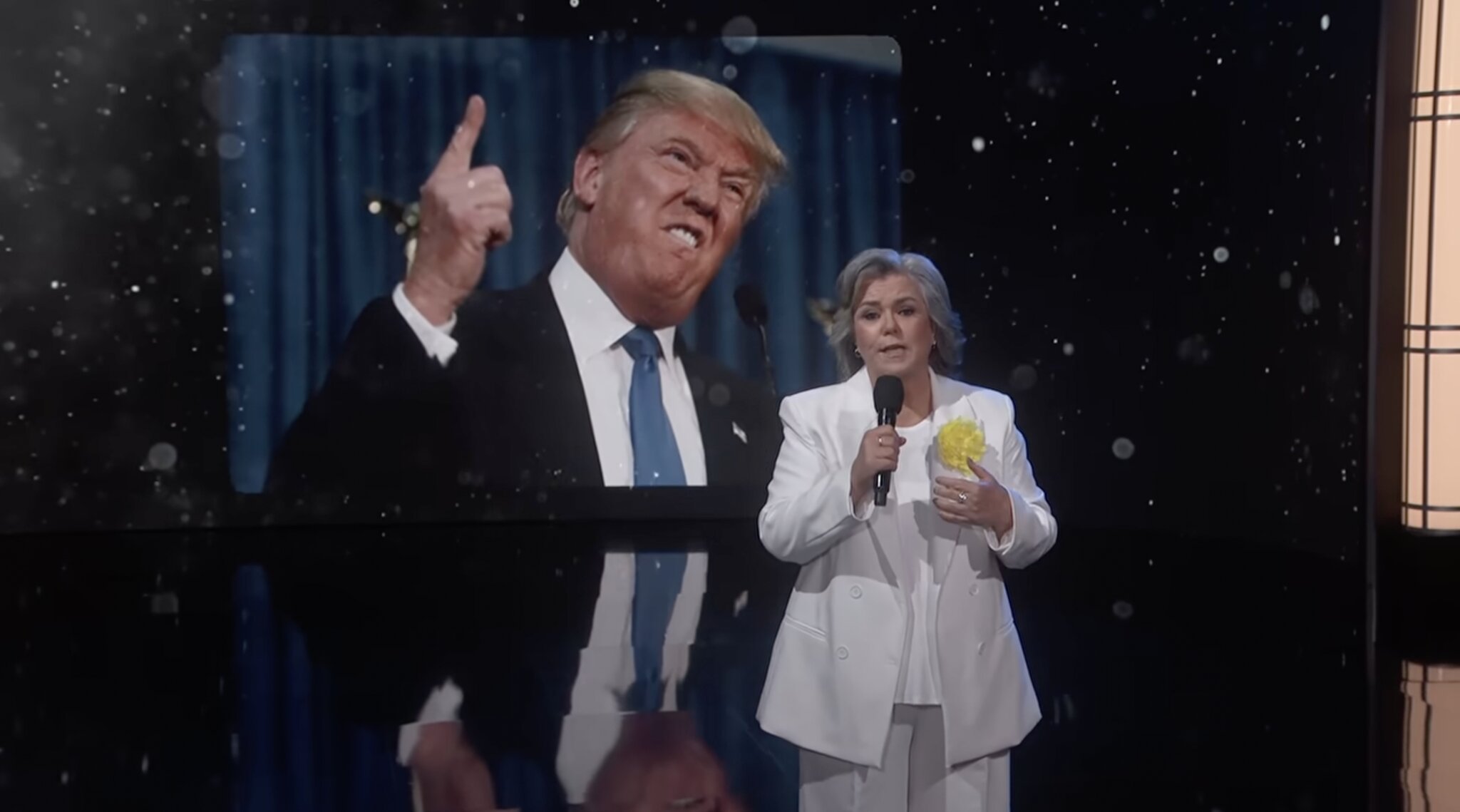 Rosie ODonnell ends Kimmel run with a ballad for Trump