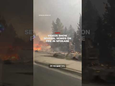 Videos show several homes on fire in Spokane