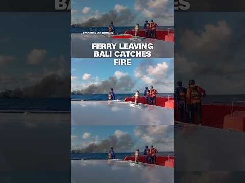 Ferry leaving Bali catches fire