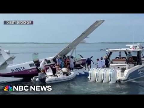Americans rescued from seaplane after crash into dock in the Bahamas