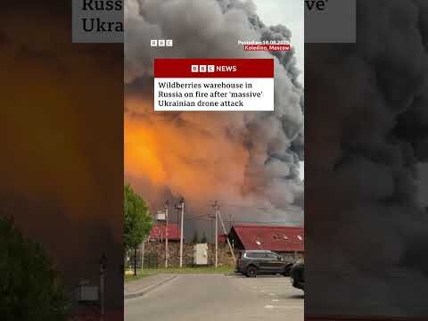 Wildberries warehouse in Russia on fire after 'massive' Ukrainian drone attack. #BBCNews