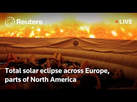 Thousands gather for a total solar eclipse across Europe, parts of North America