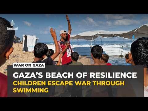 Makeshift swimming school gives Gaza children a rare escape from war