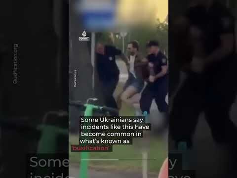 Woman screams in fear as Ukraine war recruiters pounce on man