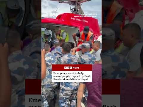 Emergency services rescue people trapped by flash flood in Nepal. #Nepal #Tibet #BBCNews