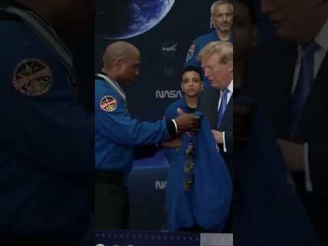 Trump presented with Artemis II crew jacket #shorts
