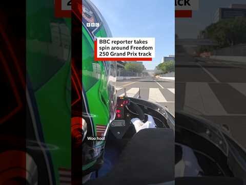 BBC reporter takes 180mph spin around Freedom 250 Grand Prix track. #BBCNews