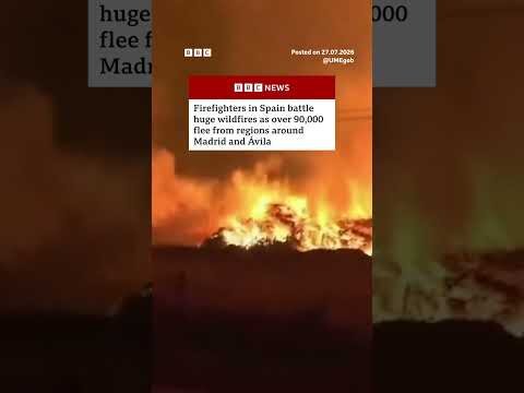 Firefighters in Avila Province, Spain, battle huge wildfires. #Spain #Wildfires #BBCNews