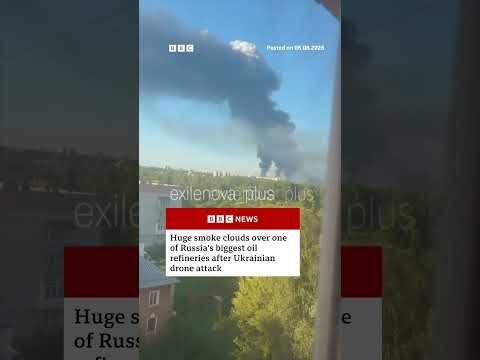 Smoke over one of Russia’s biggest oil refineries after Ukrainian drone attack. #BBCNews