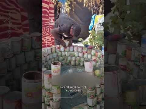 Gaza engineer builds animal shelters out of empty cans