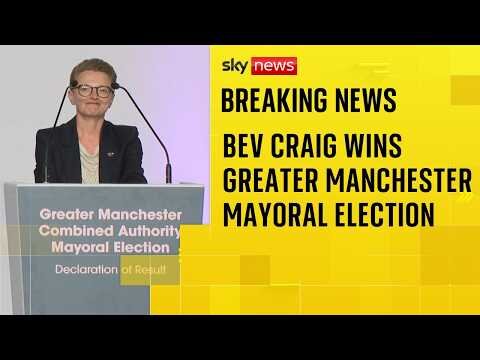 Labour's Bev Craig wins Greater Manchester mayoral by-election