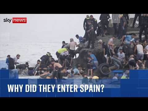 Why did tens of thousands of migrants cross Morocco's border into Spain?