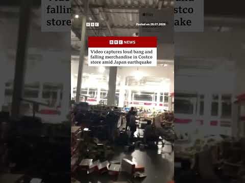 Video captures loud bang and falling merchandise in Costco store amid Japan earthquake. #BBCNews