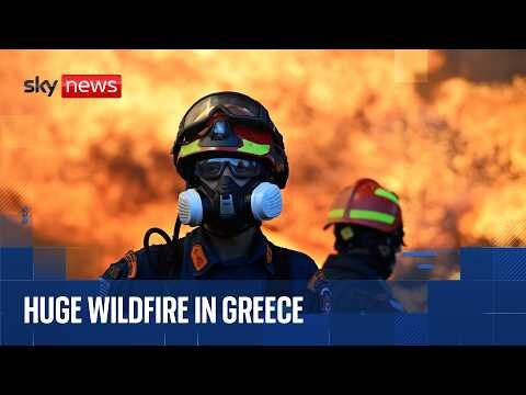 Major wildfire burns in Greece